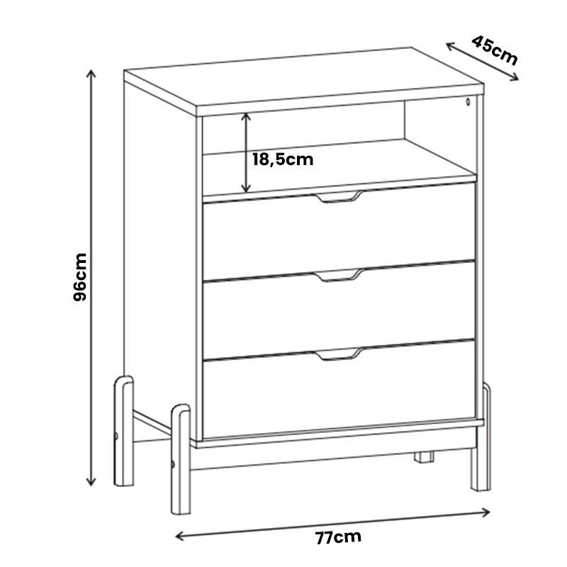 Cômoda Quarto Antares 3 Gavetas com Pés de Madeira Maciça Off White - 4