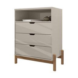 Cômoda Quarto Antares 3 Gavetas com Pés de Madeira Maciça Off White - 3