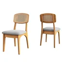 Ver imagem 2 de Kit 2 Cadeiras Mdf Estofadas C/ Tela Freijó/bege Rústico Ca40
