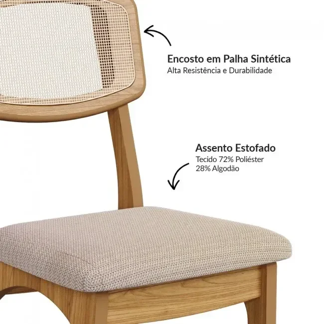Ver imagem 3 de Kit 2 Cadeiras Mdf Estofadas C/ Tela Freijó/bege Rústico Ca40