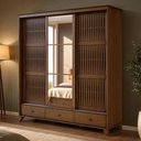 Ver imagem 5 de Guarda Roupa Casal Aton S05 3 Portas Correr 3 Gavetas Madeira Maciça Ipê Lyam Decor