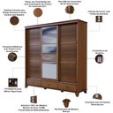 Ver imagem 3 de Guarda Roupa Casal Aton S05 3 Portas Correr 3 Gavetas Madeira Maciça Ipê Lyam Decor