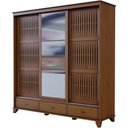 Ver imagem 7 de Guarda Roupa Casal Aton S05 3 Portas Correr 3 Gavetas Madeira Maciça Ipê Lyam Decor