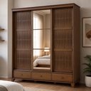Ver imagem 4 de Guarda Roupa Casal Aton S05 3 Portas Correr 3 Gavetas Madeira Maciça Ipê Lyam Decor