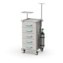 Ver imagem 1 de Carrinho Auxiliar Hospitalar de Emergência 5 Gavetas Cinza | Tampo em Inox | Alta Mobilidade com Rod
