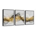 Ver imagem 1 de Kit 3 Quadros Decorativos Dourado Efeito Ondas Luxo Sala