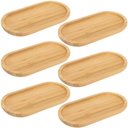Ver imagem 1 de Kit 6 Bandejas Ovais 20x10cm Bambu Nature Lyor Travessa Cafézinho Petiscos Cozinha Lavabo