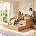 Ver imagem 7 de Bicama Duo Sofá Madeira Cama Auxiliar Solteiro:Mel
