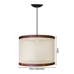 Luminária Pendente Sala de Estar Ravena Palha Indiana Sintética Fio Preto 150cm D40 - 3