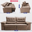 Ver imagem 3 de Sofá Retrátil e Reclinável 2,10m com Molas e Espuma D33 Thunder Velusoft Castor Cama Inbox