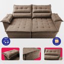Ver imagem 5 de Sofá Retrátil e Reclinável 2,10m com Molas e Espuma D33 Thunder Velusoft Castor Cama Inbox