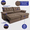 Ver imagem 2 de Sofá Retrátil e Reclinável 2,10m com Molas e Espuma D33 Thunder Velusoft Castor Cama Inbox