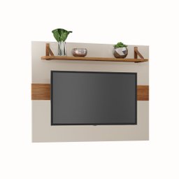 Painel Tv Maldivas 128x92cm Off White Prateleira 100cm Mdf Alta Resistência Fácil Limpeza - 2