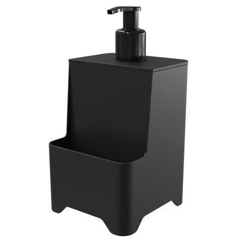 Dispenser Porta Detergente e Esponja Smile 650ml Preto Organizador de Pia