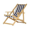 Ver imagem 1 de Espreguiçadeira Preguiçosa Adulto Dobrável Madeira Maciça Natural com Tecido - Listrado Azul