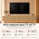 Ver imagem 6 de Rack para TV até 75 Polegadas com 8 Portas Suspenso 247cm Multimóveis MP1911 Madeirado