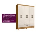 Ver imagem 5 de Guarda Roupa Casal 6 Portas e 2 Gavetas Panamá Freijó Off White Freijó Off White