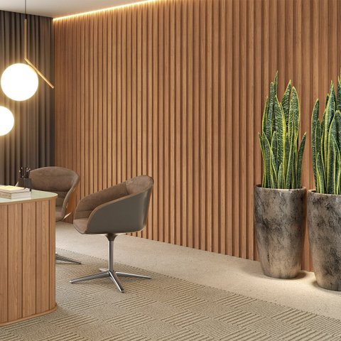 Painel Ripado Decorativo Mdf 223cm X 250cm Dalla Costa Cor:freijó
