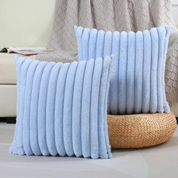Kit C/ 2 Capas P/ Almofada em Pelucia Wave Soft 2 Lados – 50x50 Cm - Baby Blue - 1