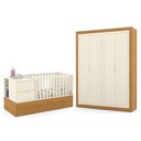 Ver imagem 1 de Jogo de Quarto Infantil Tutto New com Guarda Roupa 4 Portas e Berço Multifuncional Formare Off White