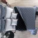 Ver imagem 4 de Kit Cobre Leito Dupla Face Casal Queen Bordado Renove Hipercal 400 Fios Preto Cinza