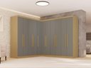 Ver imagem 1 de Guarda-Roupa Casal Modulado de Canto 11 Portas 4 Gavetas Multimóveis Madeirado/Cinza