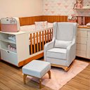 Ver imagem 4 de Poltrona de Leitura com Puff Retrô Linho Ds Home: Linho Cinza