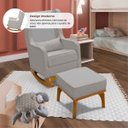 Ver imagem 3 de Poltrona de Leitura com Puff Retrô Linho Ds Home: Linho Cinza