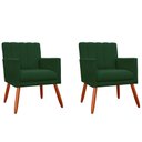 Ver imagem 1 de Kit 2 Poltronas Decorativa Cecília Suede Verde Pés Madeira Ms Decor