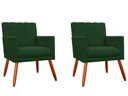 Ver imagem 1 de Kit 2 Poltronas Decorativa Cecília Suede Verde Pés Madeira Ms Decor