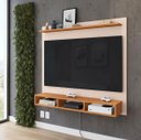 Ver imagem 1 de Painel Aconchego Off Cinamomo para Tvs até 50 Polegadas Nicho Prateleira Suporte Sala Quarto Moderno