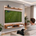 Ver imagem 2 de Painel Aconchego Off Cinamomo para Tvs até 50 Polegadas Nicho Prateleira Suporte Sala Quarto Moderno