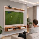 Ver imagem 2 de Painel Aconchego Off Cinamomo para Tvs até 50 Polegadas Nicho Prateleira Suporte Sala Quarto Moderno