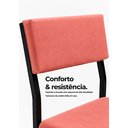 Ver imagem 3 de Cadeira Jantar Estofado Aço Preto Kit 2 Cadeira Bossa -Rosa Chá