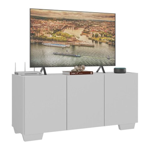 Rack para Tv até 32 Polegadas com 3 Portas Multimóveis Mp1068 Branco