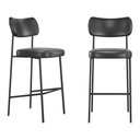 Ver imagem 1 de Kit 02 Banquetas Altas para Cozinha Lila Estofada com Encosto Couríssimo Preto - Desk Design