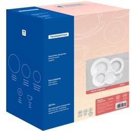 Aparelho de Jantar Porcelana 20 Peças Branco Tramontina Maria Augusta Liso - 5