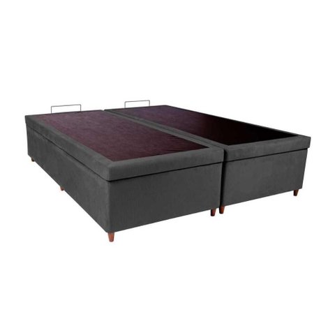 Base Box Baú Bipartido Queen 158x198x46cm Luana Multimóveis Cr35382 Cinza
