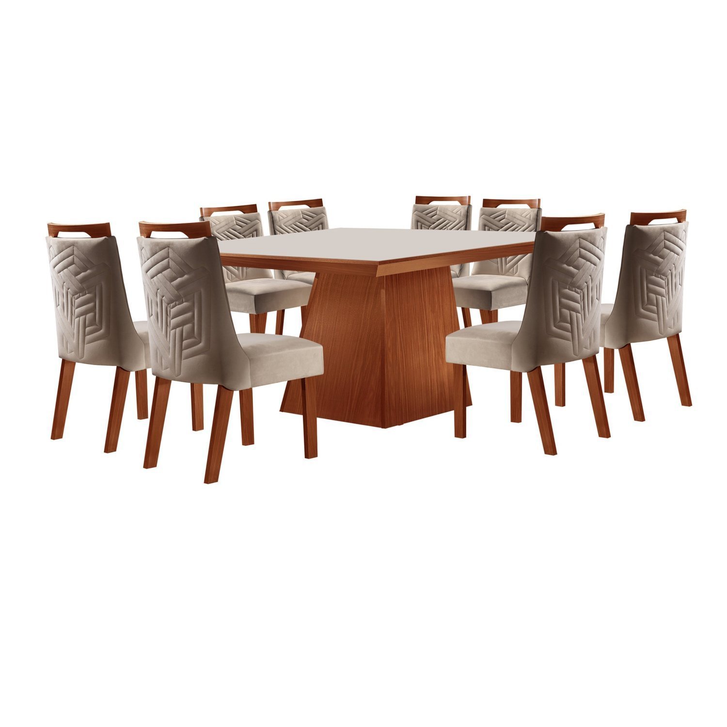 Conjunto Sala de Jantar Mesa Pietra 135x135cm com 8 Cadeiras Kioto LJ Móveis - 2