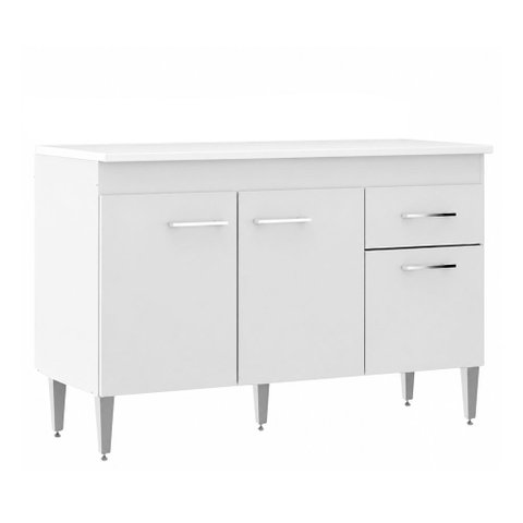Balcão para Pia da Cozinha 120cm Menu Móveis Branco