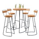 Ver imagem 1 de Kit Mesa Bistrô Redonda e 4 Banquetas Alta Astra com Encosto Base Metálica - Pallazio