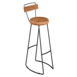 Kit Mesa Bistrô Redonda e 4 Banquetas Alta Astra com Encosto Base Metálica - Pallazio - 6