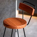 Ver imagem 4 de Kit Mesa Bistrô Redonda e 4 Banquetas Alta Astra com Encosto Base Metálica - Pallazio