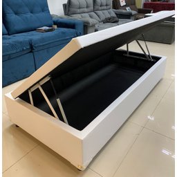 Cama Box Baú Solteiro Medida Especial 0,78 X 1,88 X 0,40 Premium Corino Branco - 1