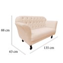 Ver imagem 6 de Kit Namoradeira + 1 Poltrona Decorativa Dália Couro Bege Pés Madeira Mz Decor