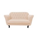 Ver imagem 4 de Kit Namoradeira + 1 Poltrona Decorativa Dália Couro Bege Pés Madeira Mz Decor