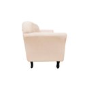 Ver imagem 5 de Kit Namoradeira + 1 Poltrona Decorativa Dália Couro Bege Pés Madeira Mz Decor