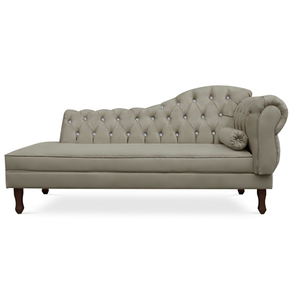 Recamier Divã Juliana 185cm com Strass - Esquerda Suede: Bege