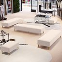Ver imagem 2 de Kit 02 Puffs Decorativo Sala de Estar Bali W01 Pés Palito 210x60cm Suede Bege - Lyam Decor