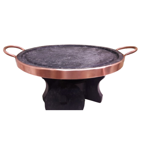 Kit Fondue em Pedra Sabão para Carne 32 Cm - Fogareiro + Grelha - Curado